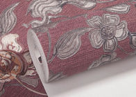 Waterdicht Aziatisch Geïnspireerd Behang met In reliëf gemaakt Bloemenpatroon, 0.53*10m/-broodje