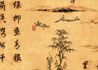 Het Chinese Aziatische Geïnspireerde Behang van de Landschapspoëzie voor Theehuis/Studie