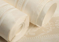 Het beige Geweven Behang van het Damastpatroon niet/In reliëf gemaakt Woonkamer Gestreept Behang