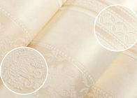 Het beige Geweven Behang van het Damastpatroon niet/In reliëf gemaakt Woonkamer Gestreept Behang