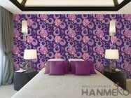 Het purpere Bloemenbehang van het Patroon 3D Huis, pvc 1.06M 3D Behang voor Zaal Muur